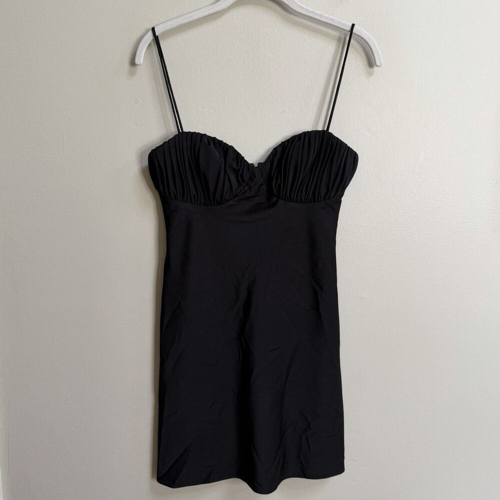Misha Collection Black Sweetheart Ruched Bust A-Line Mini Dress Size 4